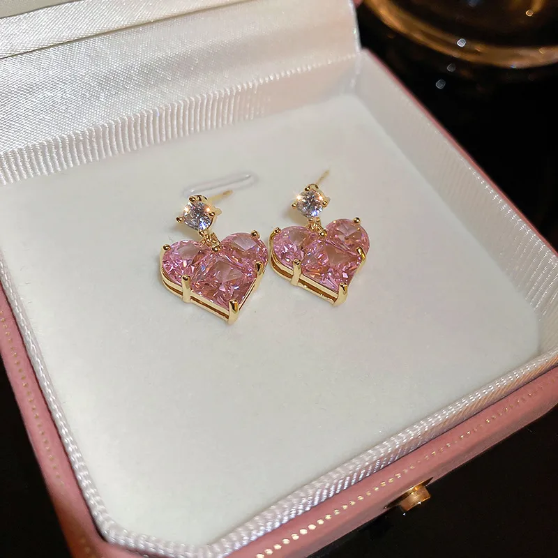 blush heart earrings